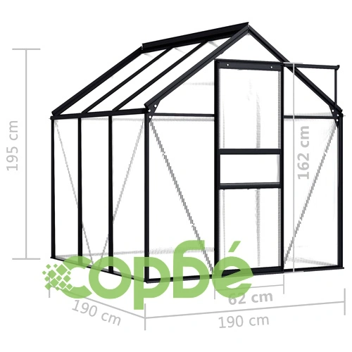 Оранжерия, антрацит, алуминий, 3,61 м³ ➤ топ цена ➤ sorbe.bg