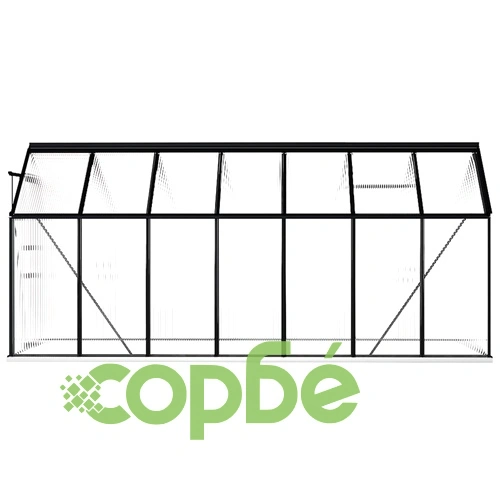 Оранжерия с опорна рамка, антрацит, алуминий, 8,17 м² ➤ топ цена ➤ sorbe.bg