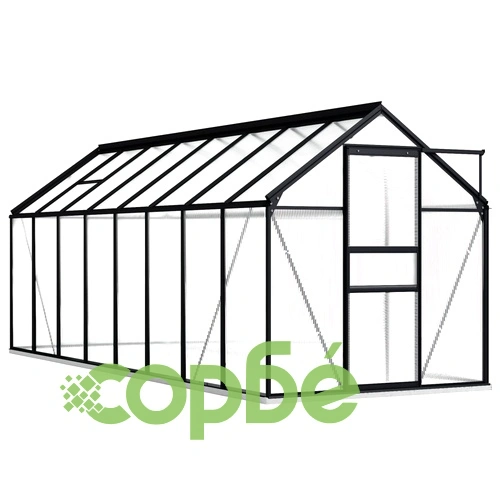 Оранжерия с опорна рамка, антрацит, алуминий, 9,31 м² ➤ топ цена ➤ sorbe.bg