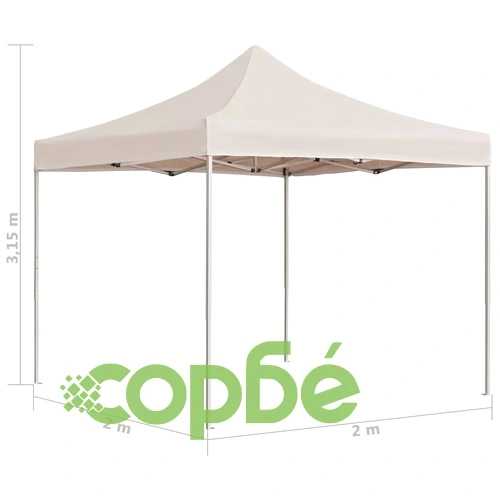 Професионална сгъваема парти шатра, алуминий, 2x2 м, кремава ➤ топ цена ➤ sorbe.bg