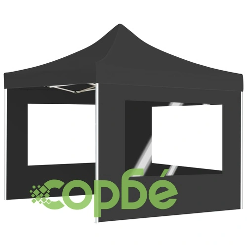 Професионална сгъваема шатра + стени алуминий 2x2 м антрацит ➤ топ цена ➤ sorbe.bg