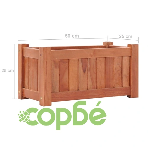 Повдигната леха, 50x25x25 см, тиково дърво масив ➤ топ цена ➤ sorbe.bg