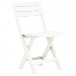 Сгъваеми градински столове, 2 бр, пластмаса, бели