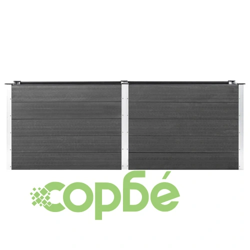 Градинска повдигната леха, 250x100x91 см, WPC, сива ➤ топ цена ➤ sorbe.bg