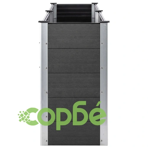 Градинска повдигната леха, 250x100x91 см, WPC, сива ➤ топ цена ➤ sorbe.bg