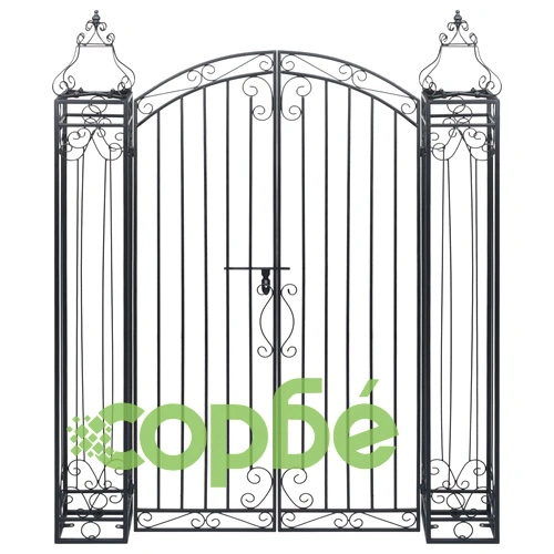 Градинска врата с орнаменти, ковано желязо, 122x20,5x160 см ➤ топ цена ➤ sorbe.bg