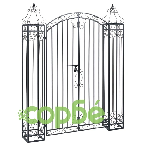 Градинска врата с орнаменти, ковано желязо, 122x20,5x160 см ➤ топ цена ➤ sorbe.bg