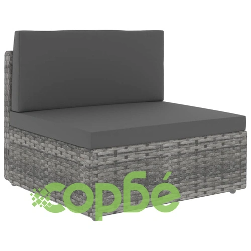 Градински комплект за отдих, 2 части, полиратан, сив ➤ топ цена ➤ sorbe.bg