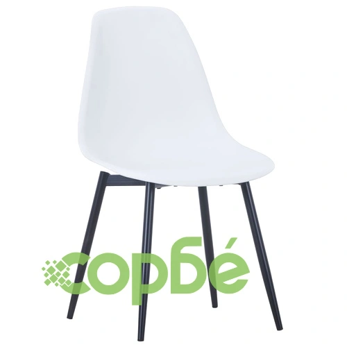 Трапезни столове, 6 бр, бели, PP ➤ топ цена ➤ sorbe.bg