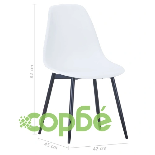 Трапезни столове, 6 бр, бели, PP ➤ топ цена ➤ sorbe.bg