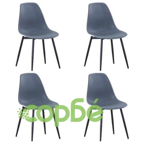 Трапезни столове, 4 бр, сиви, PP ➤ топ цена ➤ sorbe.bg