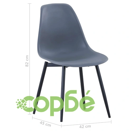 Трапезни столове, 4 бр, сиви, PP ➤ топ цена ➤ sorbe.bg