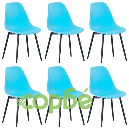 Трапезни столове, 6 бр, сини, PP ➤ топ цена ➤ sorbe.bg