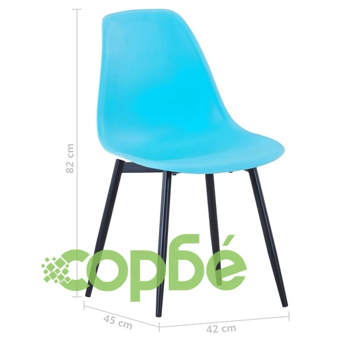Трапезни столове, 6 бр, сини, PP ➤ топ цена ➤ sorbe.bg
