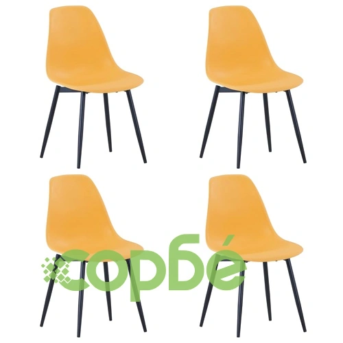 Трапезни столове, 4 бр, жълти, PP ➤ топ цена ➤ sorbe.bg