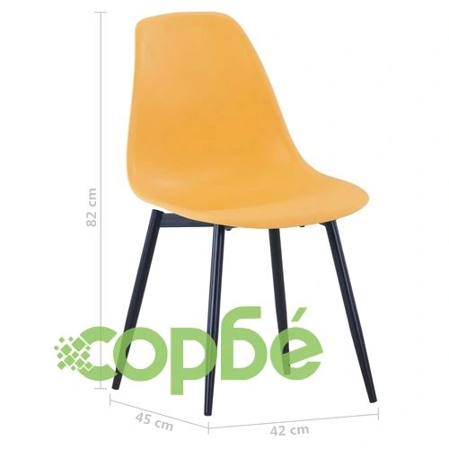 Трапезни столове, 4 бр, жълти, PP ➤ топ цена ➤ sorbe.bg