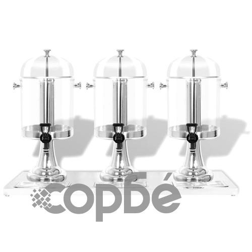 Троен диспенсър за сокове от неръждаема стомана, 3 x 8 л ➤ топ цена ➤ sorbe.bg