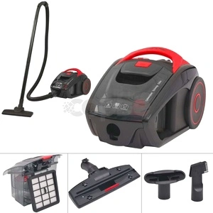 Прахосмукачка без торба циклон, настилки и килими, червена