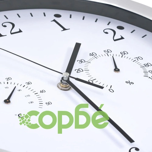 Стенен часовник с кварц, хигрометър и термометър, 30 см, бял ➤ топ цена ➤ sorbe.bg