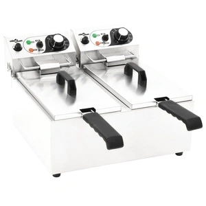 Двоен електрически фритюрник, неръждаема стомана, 12 л, 4000 W