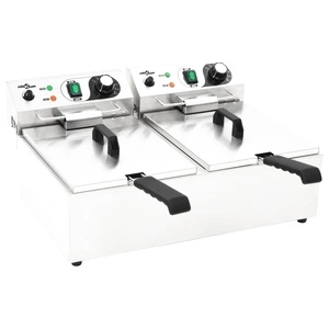 Двоен електрически фритюрник, неръждаема стомана, 20 л, 6000 W