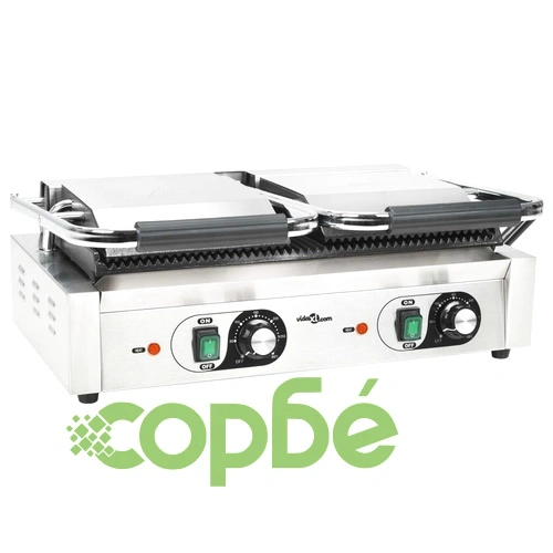 Двоен оребрен контактен грил, 3600 W, 57x30,5x20 см на топ цена от sorbe.bg Двоен оребрен контактен грил, 3600 W, 57x30,5x20 см ➤ топ цена ➤ sorbe.bg