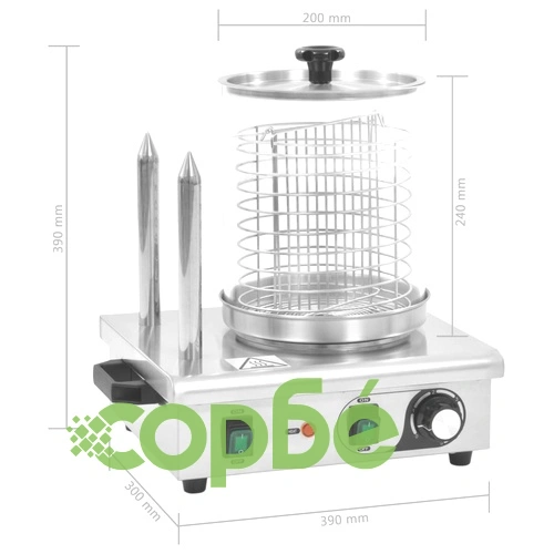 Машина за хотдог с 2 шиша, неръждаема стомана, 500 W ➤ топ цена ➤ sorbe.bg