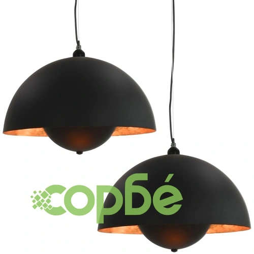 Пендели, 2 бр, черно и златисто, полусферични, 30 см, E27 ➤ топ цена ➤ sorbe.bg
