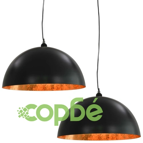 Пендели, 2 бр, черно и златисто, полусферични, 50 см, E27 ➤ топ цена ➤ sorbe.bg