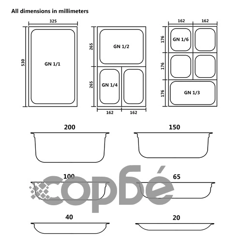 Гастронорм контейнери 8 бр GN 1/3 100 мм неръждаема стомана ➤ топ цена ➤ sorbe.bg