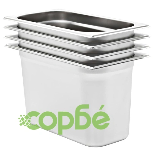 Гастронорм контейнери 4 бр GN 1/3 200 мм неръждаема стомана ➤ топ цена ➤ sorbe.bg