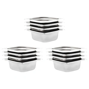 Гастронорм контейнери 12 бр GN 1/6 65 мм неръждаема стомана 