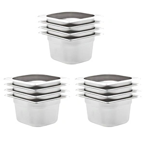 Гастронорм контейнери 12 бр GN 1/6 100 мм неръждаема стомана 