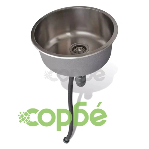 Кръгла мивка от неръждаема стомана, 43 см, с отточни тръби ➤ топ цена ➤ sorbe.bg