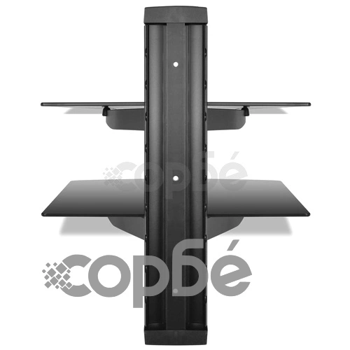 Стъклен DVD-рафт на 2 нива, стенен монтаж, черен ➤ топ цена ➤ sorbe.bg