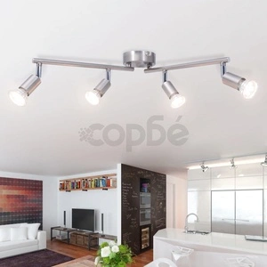полилей с LED насочени светлини, 4 бр, гланциран никел