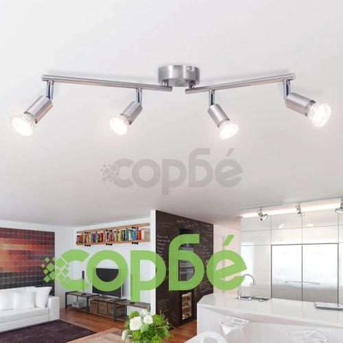 полилей с LED насочени светлини, 4 бр, гланциран никел ➤ топ цена ➤ sorbe.bg