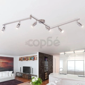 полилей с LED насочени светлини, 6 бр, гланциран никел