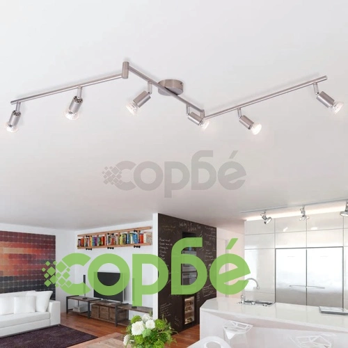 полилей с LED насочени светлини, 6 бр, гланциран никел ➤ топ цена ➤ sorbe.bg