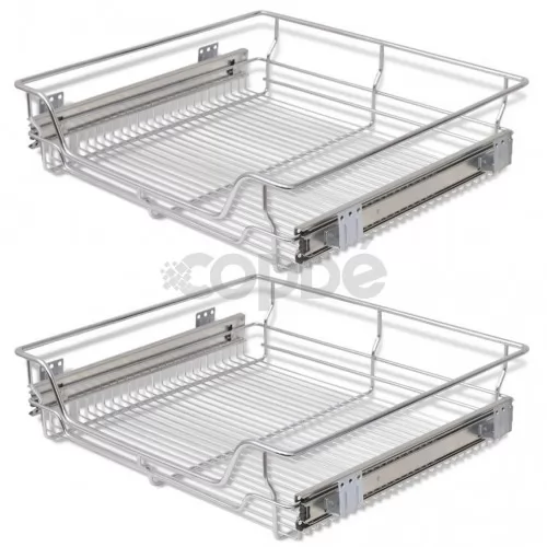 Плъзгащи се телени кошници, 2 бр, сребристи, 600 мм  ➤ топ цена ➤ sorbe.bg