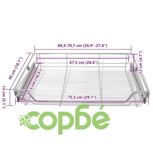 Плъзгащи се телени кошници, 2 бр, сребристи, 800 мм ➤ топ цена ➤ sorbe.bg
