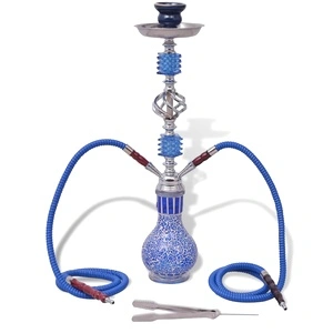 Наргиле / Шиша с 2 маркуча, синьо, 55 см