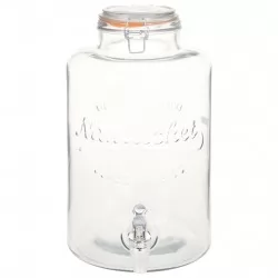 Диспенсър за вода XXL, с кран, прозрачен, 8 л, стъкло
