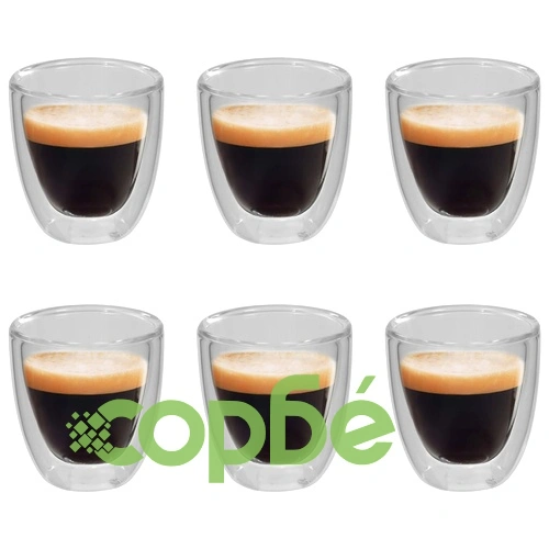 Термо чаши с двойна стена за кафе еспресо, 6 бр, 80 мл ➤ топ цена ➤ sorbe.bg
