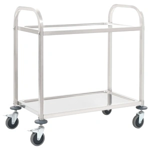 Кухненска количка с 2 рафта, 95x45x83,5 см, неръждаема стомана