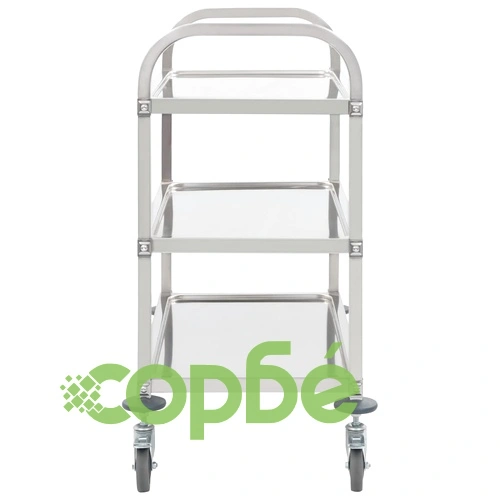 Кухненска количка с 3 рафта, 95x45x83,5 см, неръждаема стомана ➤ топ цена ➤ sorbe.bg