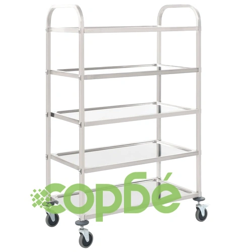 Кухненска количка с 5 рафта, 107x55x147 см, неръждаема стомана ➤ топ цена ➤ sorbe.bg