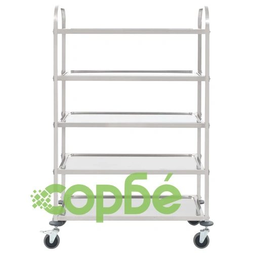 Кухненска количка с 5 рафта, 107x55x147 см, неръждаема стомана ➤ топ цена ➤ sorbe.bg