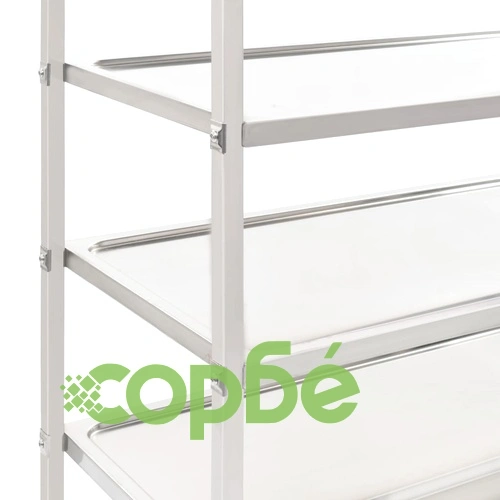 Кухненска количка с 5 рафта, 107x55x147 см, неръждаема стомана ➤ топ цена ➤ sorbe.bg