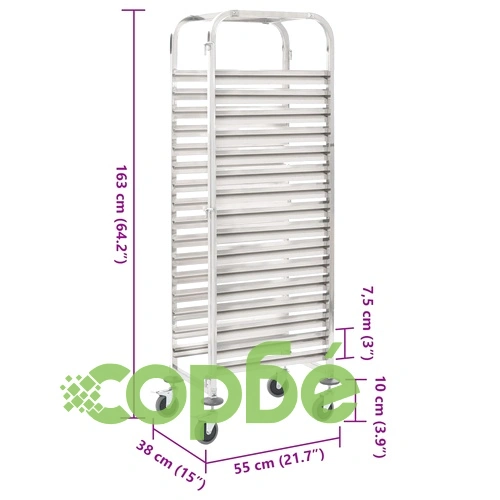 Кухненска количка за 16 табли 38x55x163 см инокс ➤ топ цена ➤ sorbe.bg